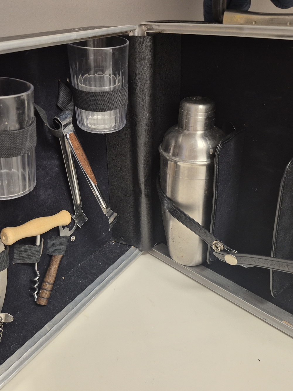 Portable Home Bar Set with Stainless Steel Cocktail Shaker - Silver